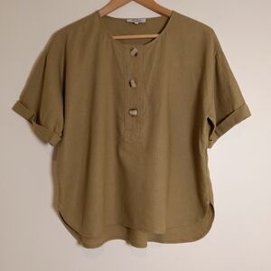 Madewell Linen-Blend Henley Slouch Shirt